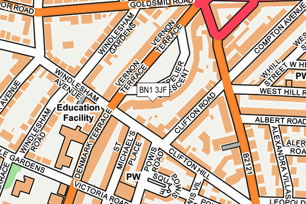 BN1 3JF map - OS OpenMap – Local (Ordnance Survey)