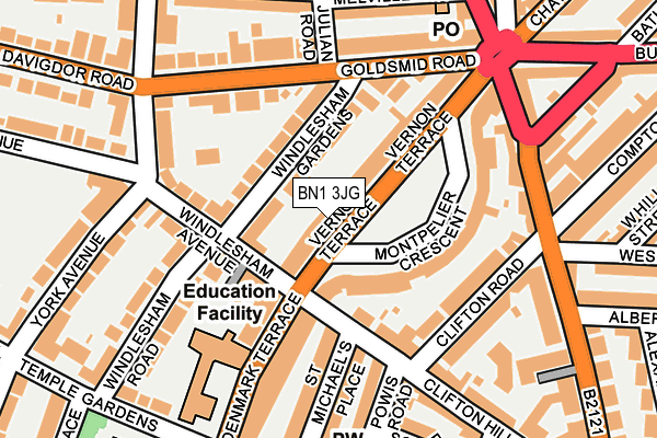 BN1 3JG map - OS OpenMap – Local (Ordnance Survey)