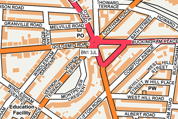 BN1 3JL map - OS OpenMap – Local (Ordnance Survey)
