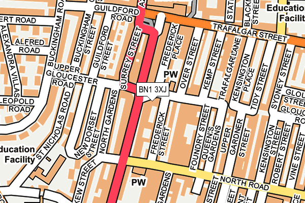 BN1 3XJ map - OS OpenMap – Local (Ordnance Survey)