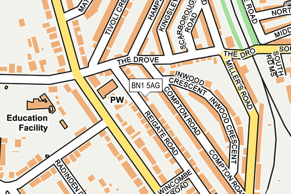 BN1 5AG map - OS OpenMap – Local (Ordnance Survey)