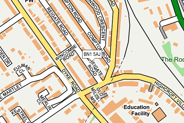 BN1 5AJ map - OS OpenMap – Local (Ordnance Survey)