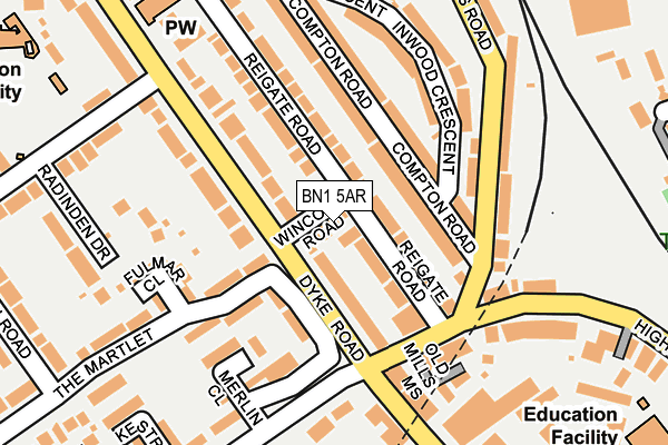 BN1 5AR map - OS OpenMap – Local (Ordnance Survey)