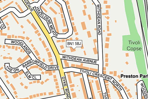 BN1 5BJ map - OS OpenMap – Local (Ordnance Survey)