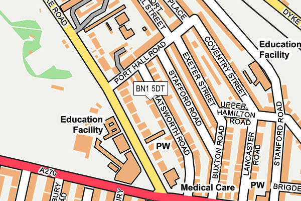 BN1 5DT map - OS OpenMap – Local (Ordnance Survey)