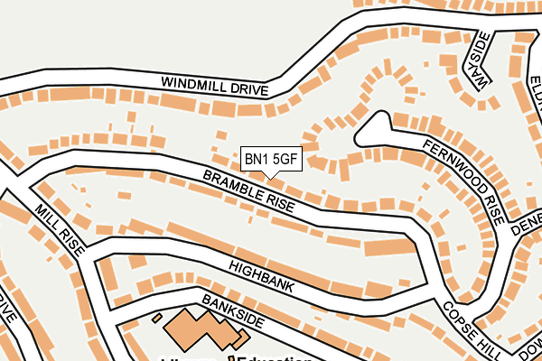 BN1 5GF map - OS OpenMap – Local (Ordnance Survey)