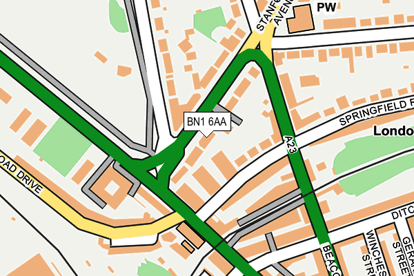 BN1 6AA map - OS OpenMap – Local (Ordnance Survey)