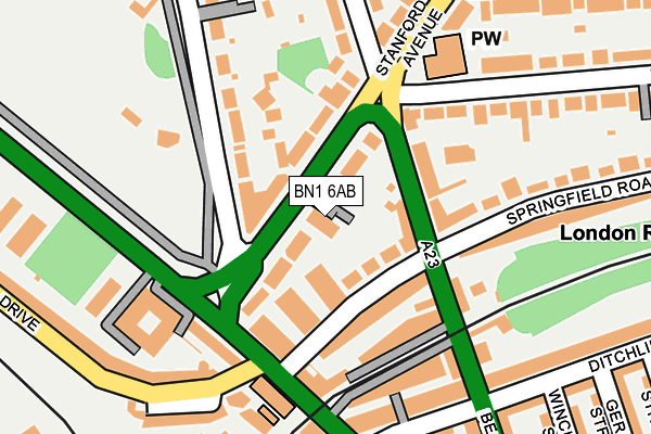 BN1 6AB map - OS OpenMap – Local (Ordnance Survey)
