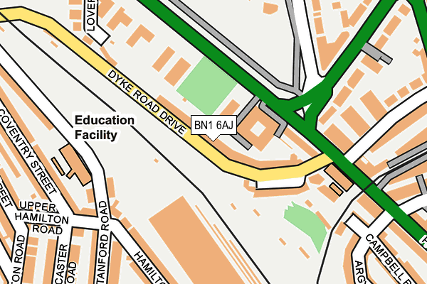 BN1 6AJ map - OS OpenMap – Local (Ordnance Survey)