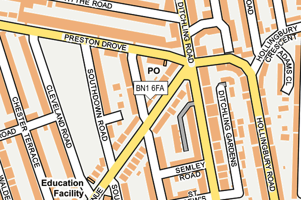 BN1 6FA map - OS OpenMap – Local (Ordnance Survey)