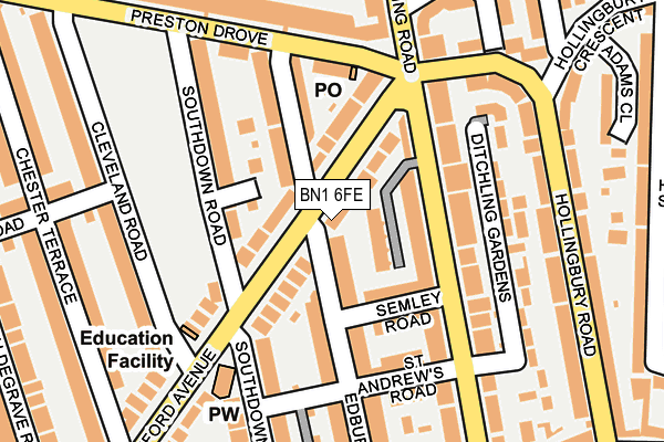 BN1 6FE map - OS OpenMap – Local (Ordnance Survey)