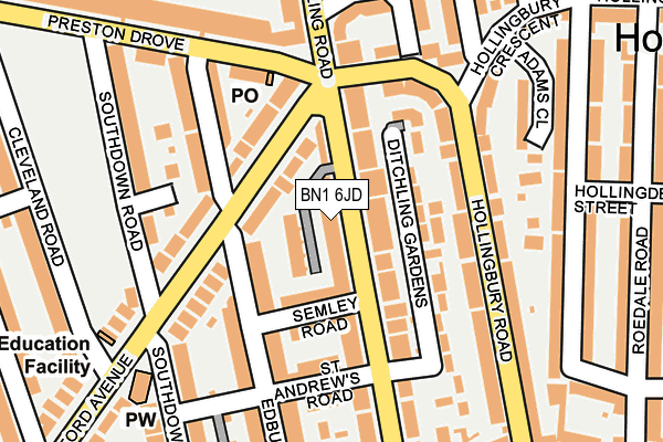 BN1 6JD map - OS OpenMap – Local (Ordnance Survey)