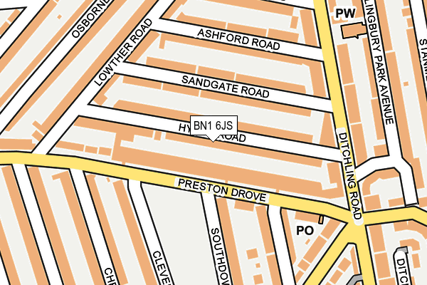 BN1 6JS map - OS OpenMap – Local (Ordnance Survey)