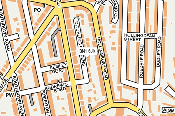BN1 6JX map - OS OpenMap – Local (Ordnance Survey)
