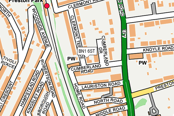 BN1 6ST map - OS OpenMap – Local (Ordnance Survey)