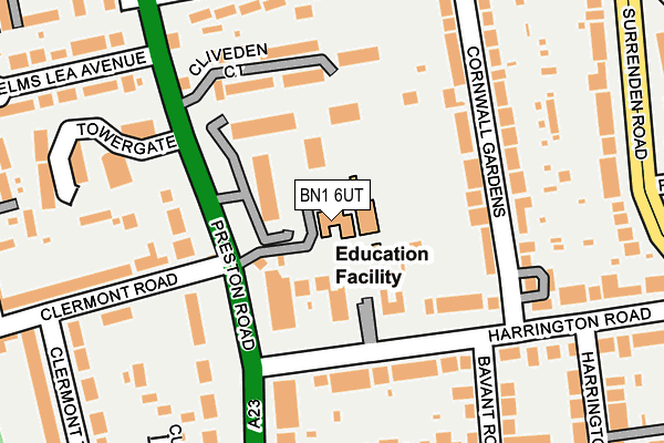 BN1 6UT map - OS OpenMap – Local (Ordnance Survey)