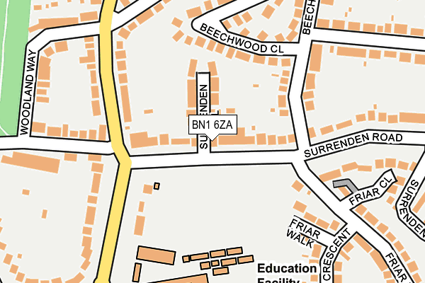 BN1 6ZA map - OS OpenMap – Local (Ordnance Survey)