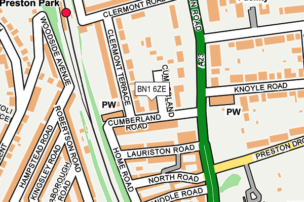 BN1 6ZE map - OS OpenMap – Local (Ordnance Survey)