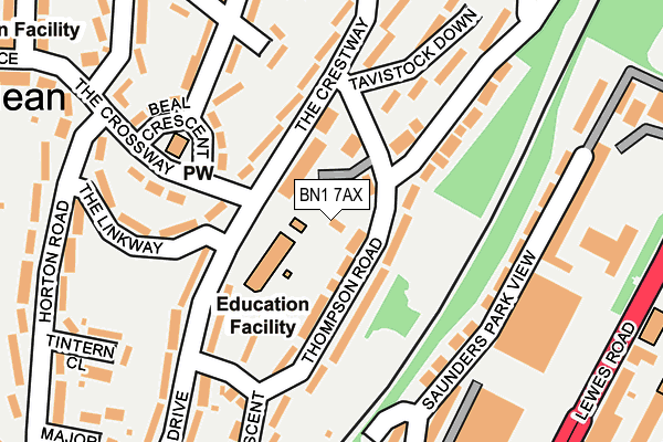 BN1 7AX map - OS OpenMap – Local (Ordnance Survey)