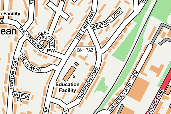 BN1 7AZ map - OS OpenMap – Local (Ordnance Survey)