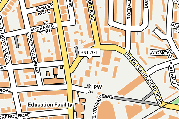 BN1 7GT map - OS OpenMap – Local (Ordnance Survey)