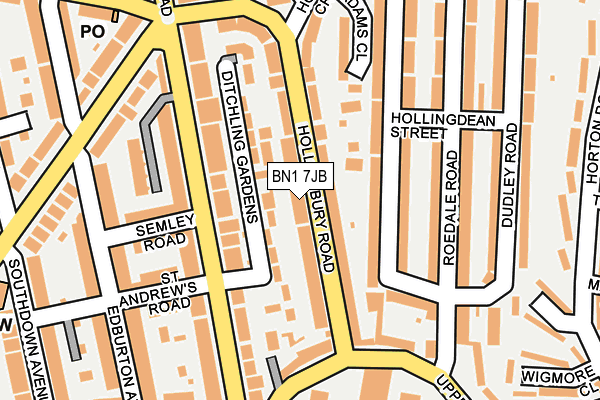 BN1 7JB map - OS OpenMap – Local (Ordnance Survey)