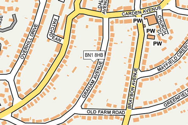 BN1 8HB map - OS OpenMap – Local (Ordnance Survey)