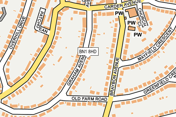 BN1 8HD map - OS OpenMap – Local (Ordnance Survey)