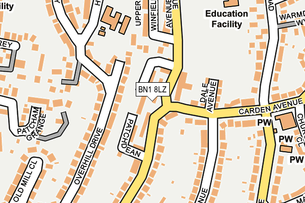 BN1 8LZ map - OS OpenMap – Local (Ordnance Survey)