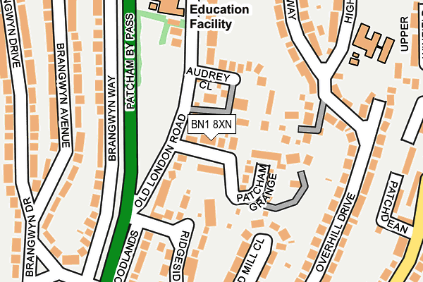 BN1 8XN map - OS OpenMap – Local (Ordnance Survey)