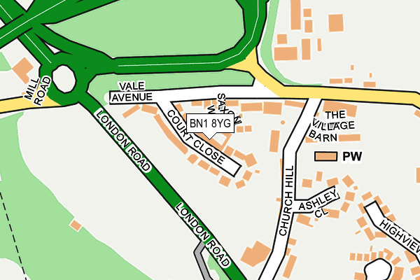 BN1 8YG map - OS OpenMap – Local (Ordnance Survey)
