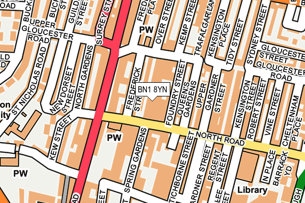 BN1 8YN map - OS OpenMap – Local (Ordnance Survey)