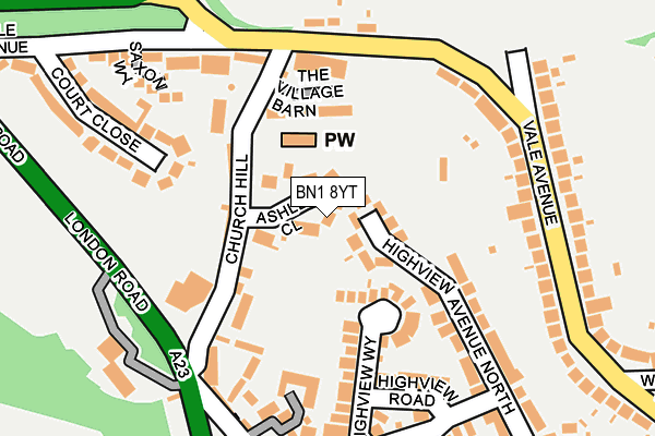 BN1 8YT map - OS OpenMap – Local (Ordnance Survey)