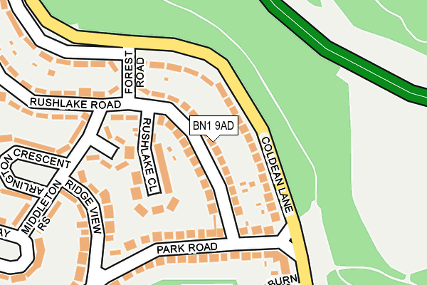 BN1 9AD map - OS OpenMap – Local (Ordnance Survey)