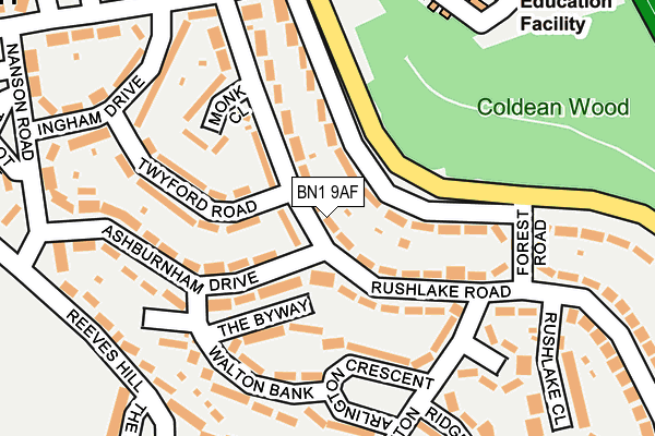 BN1 9AF map - OS OpenMap – Local (Ordnance Survey)