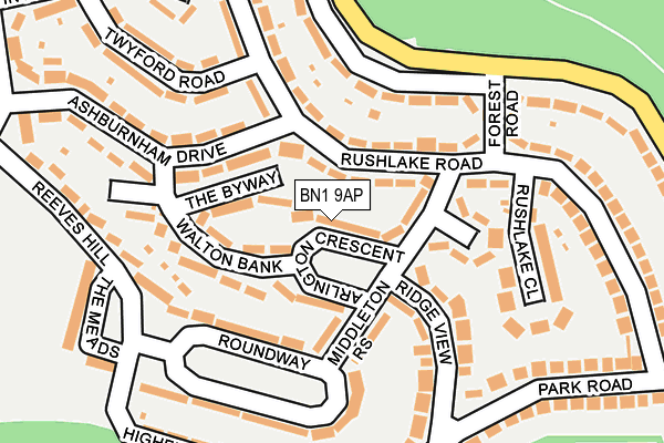 BN1 9AP map - OS OpenMap – Local (Ordnance Survey)