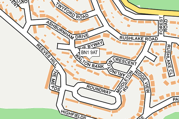 BN1 9AT map - OS OpenMap – Local (Ordnance Survey)