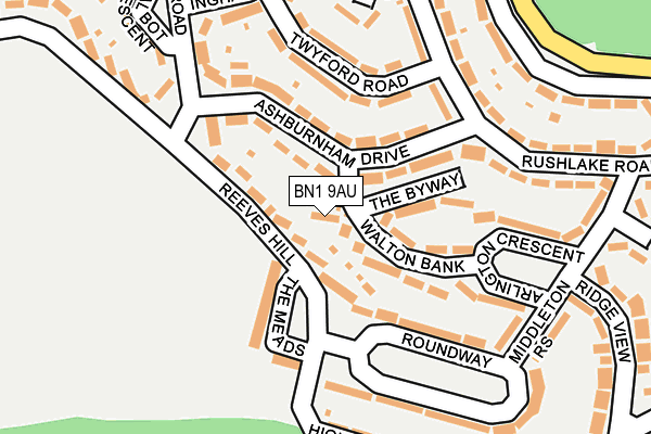 BN1 9AU map - OS OpenMap – Local (Ordnance Survey)