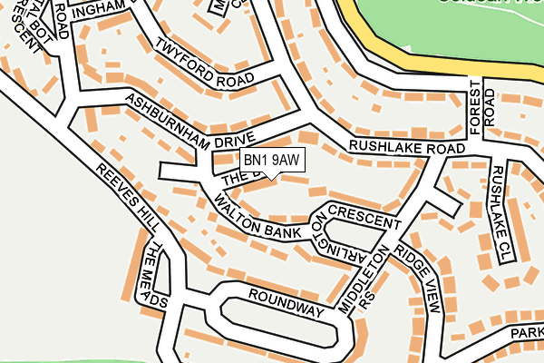 BN1 9AW map - OS OpenMap – Local (Ordnance Survey)