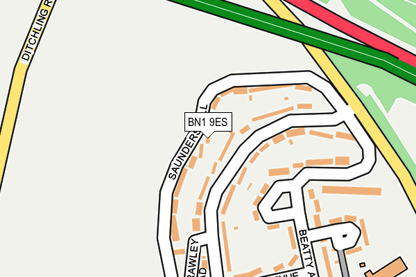 BN1 9ES map - OS OpenMap – Local (Ordnance Survey)