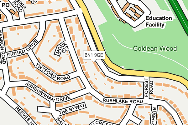 BN1 9GE map - OS OpenMap – Local (Ordnance Survey)