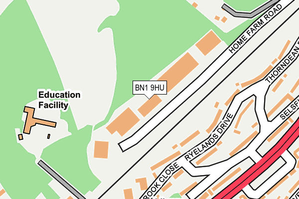 BN1 9HU map - OS OpenMap – Local (Ordnance Survey)