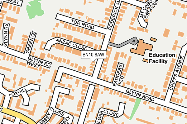 BN10 8AW map - OS OpenMap – Local (Ordnance Survey)