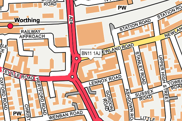 BN11 1AJ map - OS OpenMap – Local (Ordnance Survey)