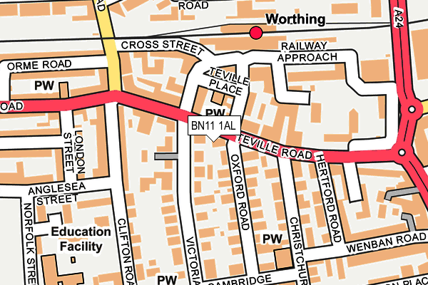 BN11 1AL map - OS OpenMap – Local (Ordnance Survey)