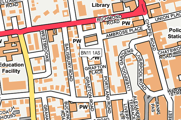 BN11 1AS map - OS OpenMap – Local (Ordnance Survey)