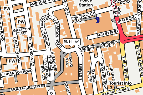 BN11 1AY map - OS OpenMap – Local (Ordnance Survey)