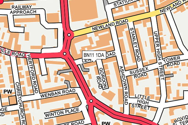 BN11 1DA map - OS OpenMap – Local (Ordnance Survey)
