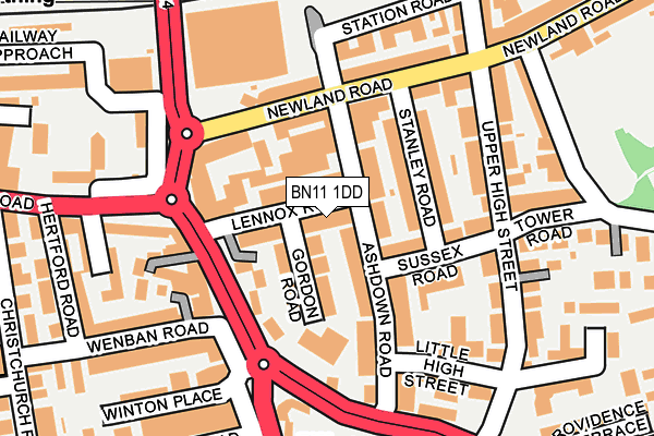 BN11 1DD map - OS OpenMap – Local (Ordnance Survey)