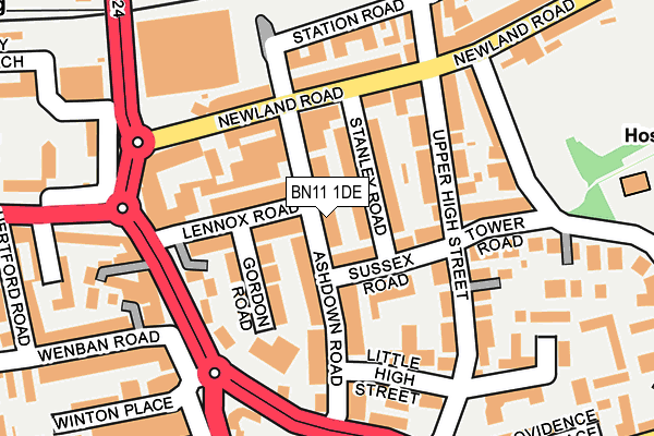 BN11 1DE map - OS OpenMap – Local (Ordnance Survey)